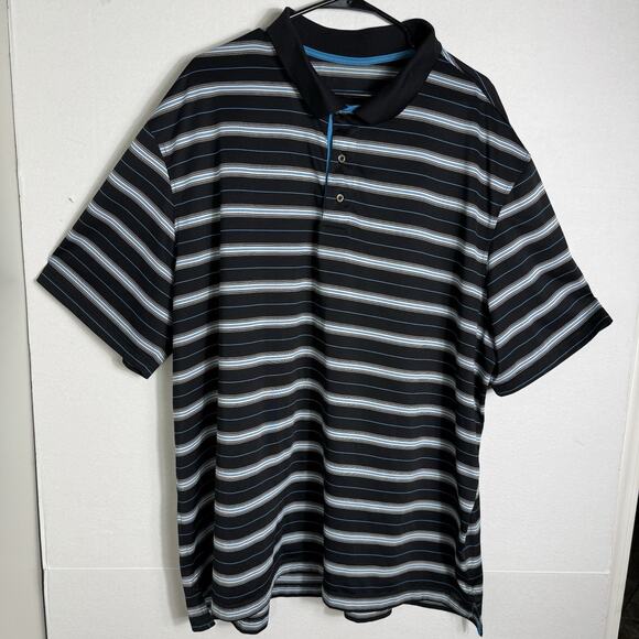 Reebok Men’s 2XL Polo Short Sleeve Performance Wicking Striped Golf Shirt - Picture 2 of 9